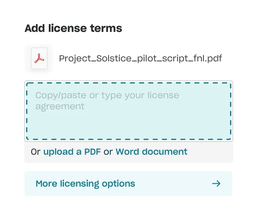 Adding licensing terms for your copyright